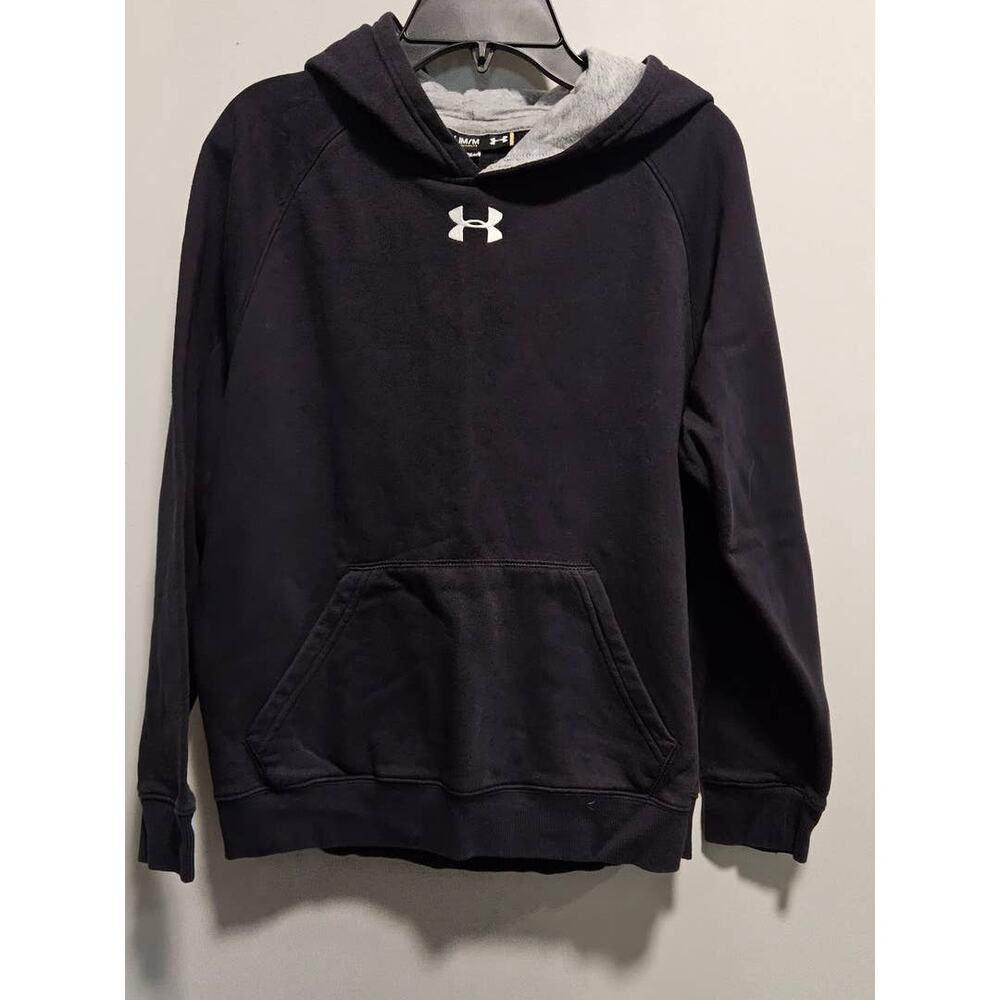 Youth Size M Under Armour Hoodie Long Sleeve Cuff Wrists Black and Gray